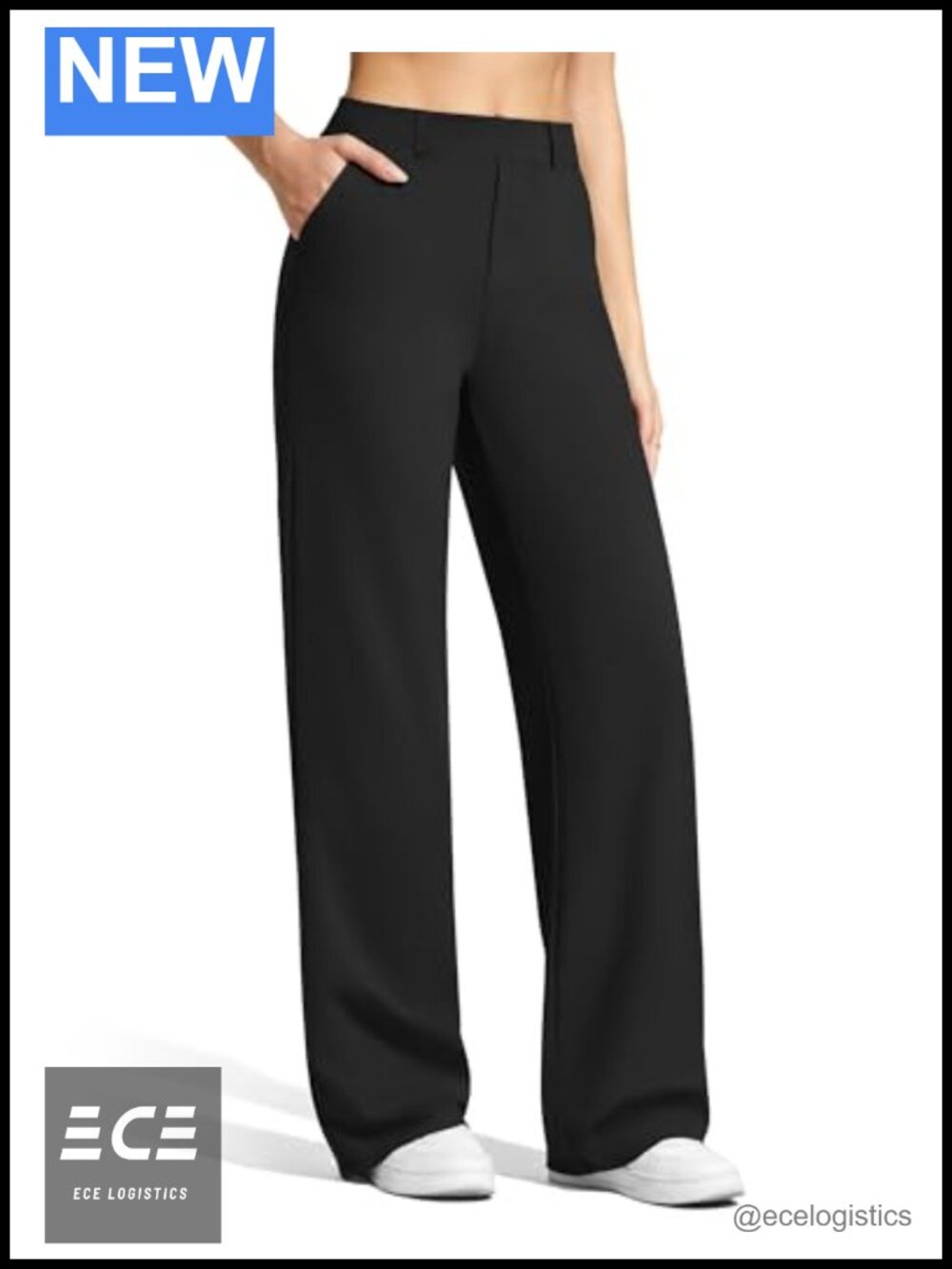 Wide Leg Dress Pants with Pockets Belt Loops High Rise Pull On